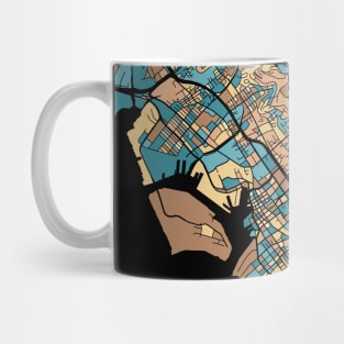 Honolulu Map Pattern in Mid Century Pastel Mug